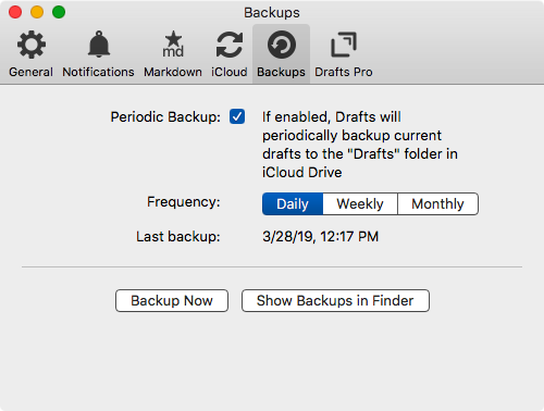 backup preferences