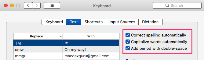 System Preference Keyboard Pane